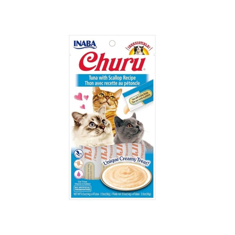 Inaba Churu Puree Tuna With Scallop Cat Treats 4 Pack VetShopmax